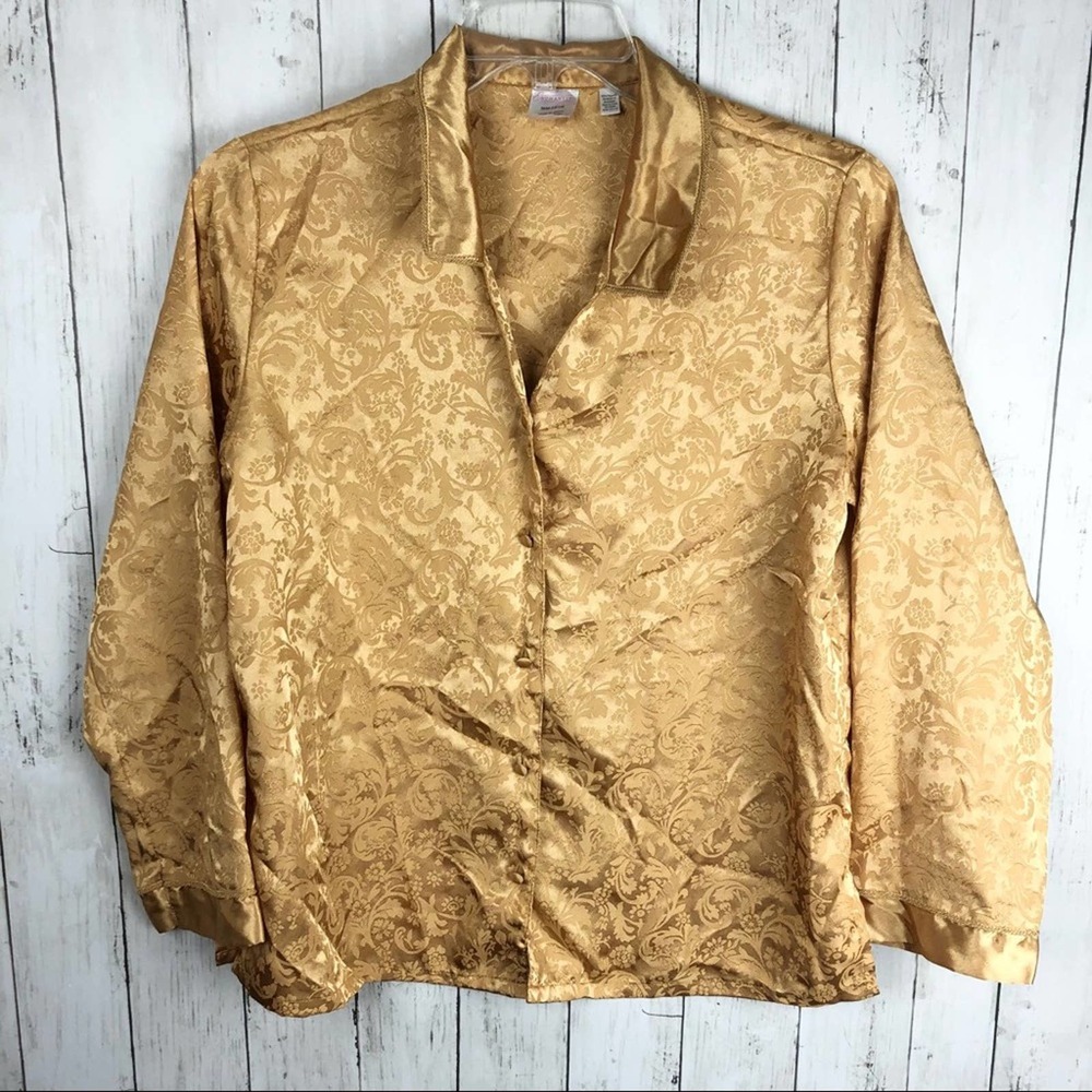 Enchanting Gold Paisley Button Down Shirt M